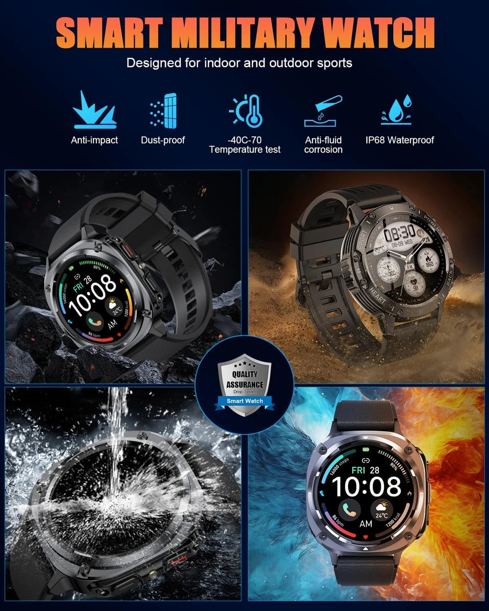Montre Connectée Tactique Noire
