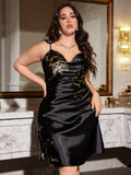 Chemise de Nuit Satinée Imprimée Grande Taille