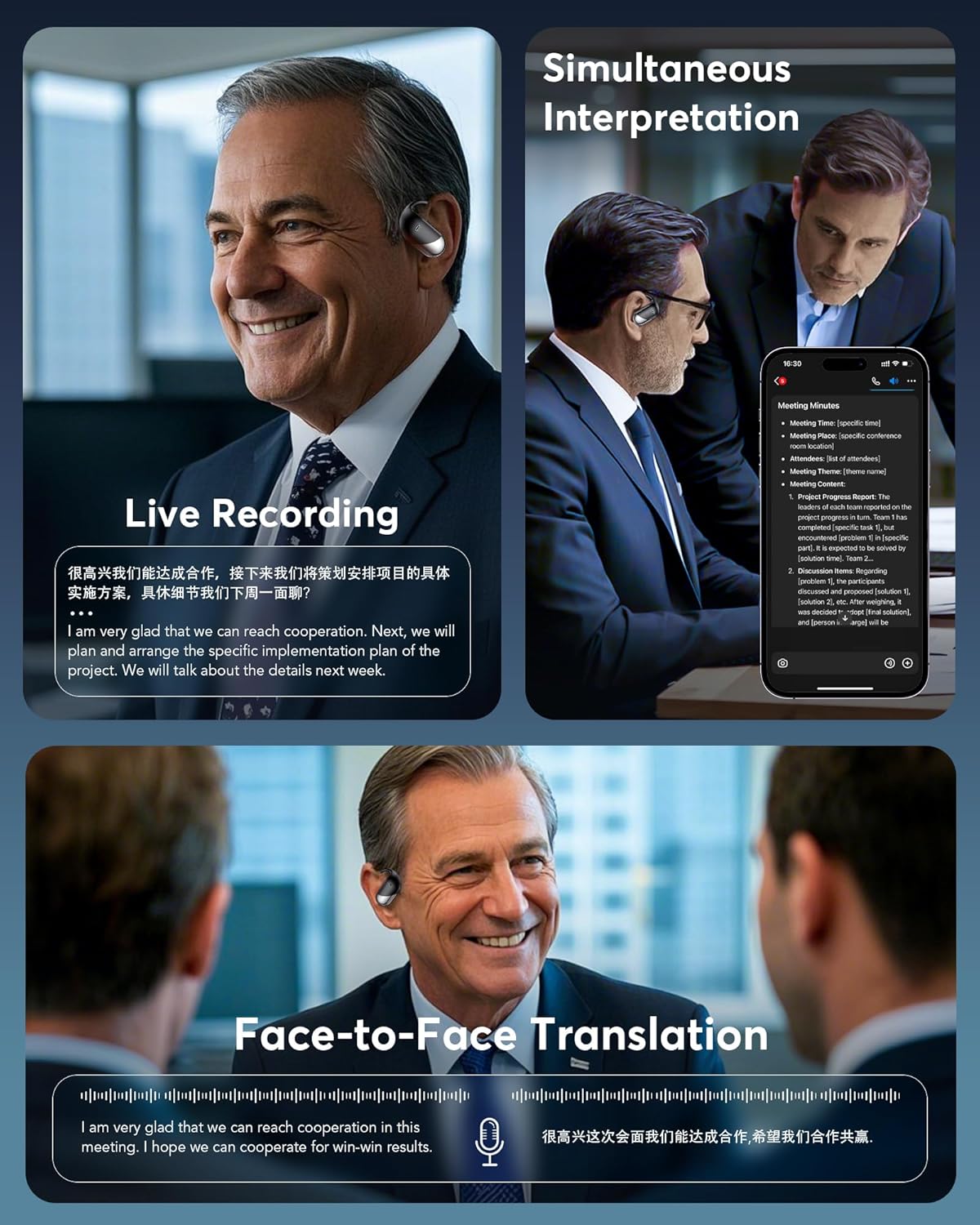 198 Langues Traducteur IA Bluetooth Instantanée