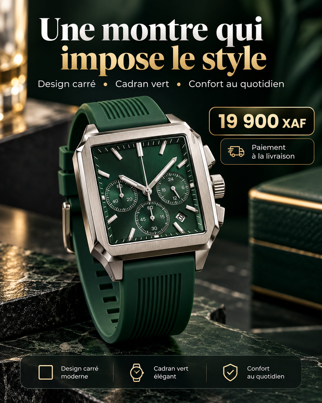 Montre homme verte style premium - KEZIO.store