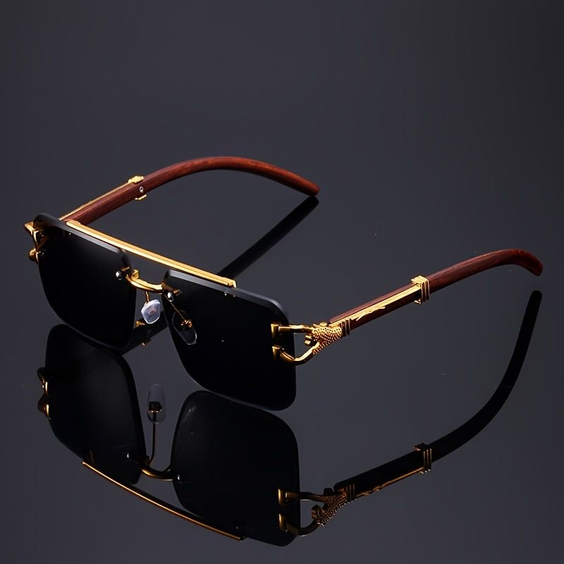 Lunettes Solaire Luxe "Panthère Gold & Wood"