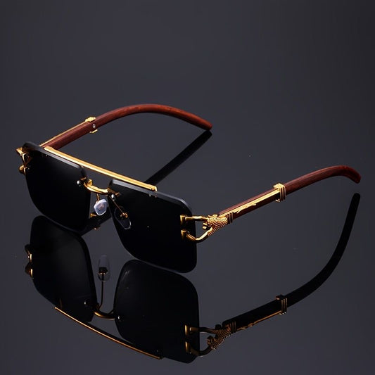 Lunettes Solaire Luxe "Panthère Gold & Wood"